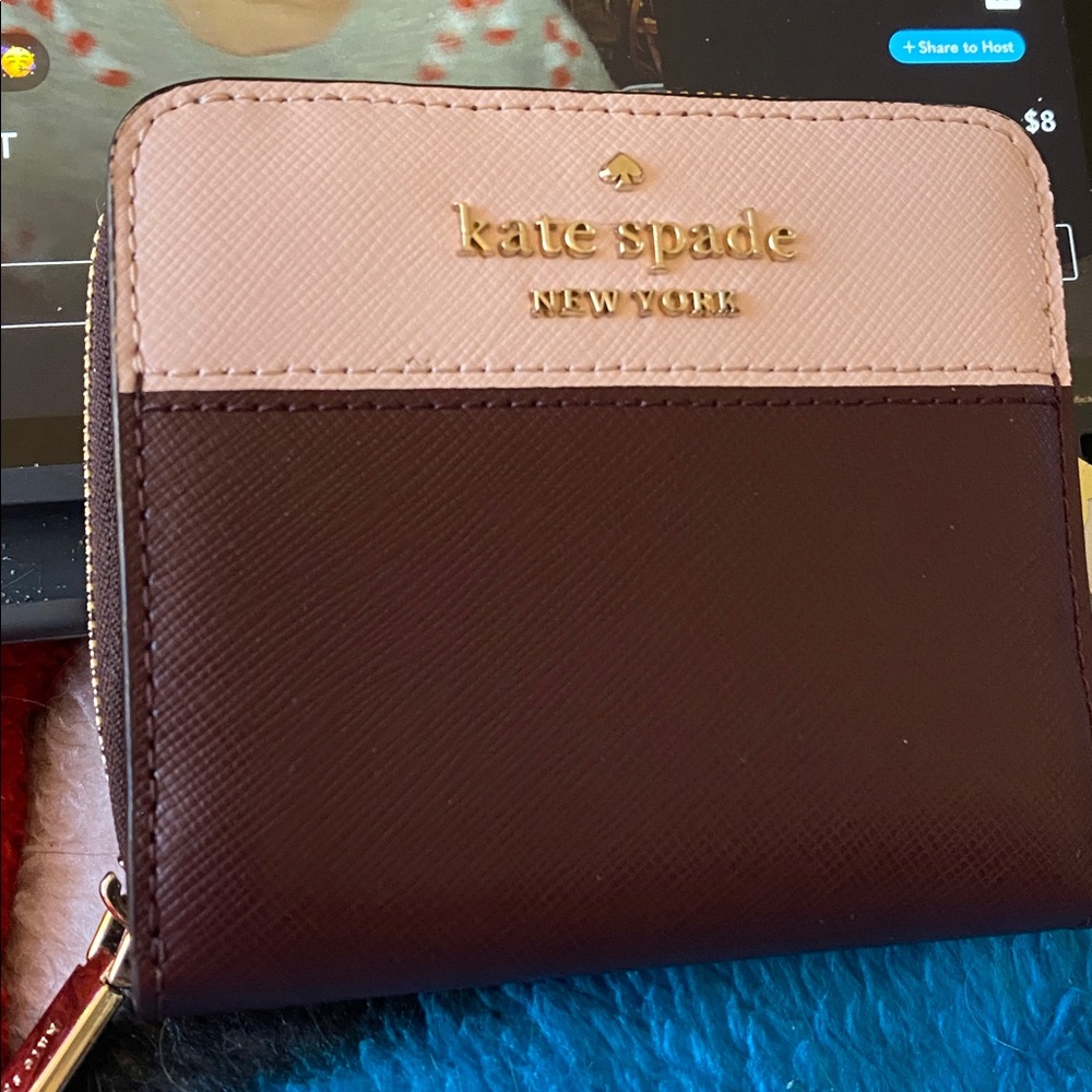 Kate Spade Blush Pink and Chocolate Brown Wallet
